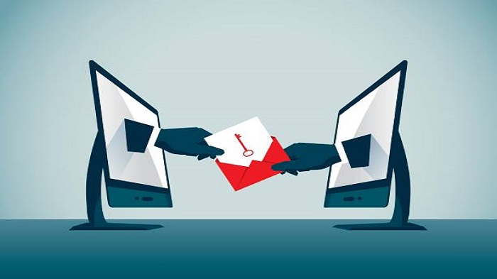 illustration d'image de deux mains qui se donnent virtuellement une clé - formes de domiciliation - Activ Solutions