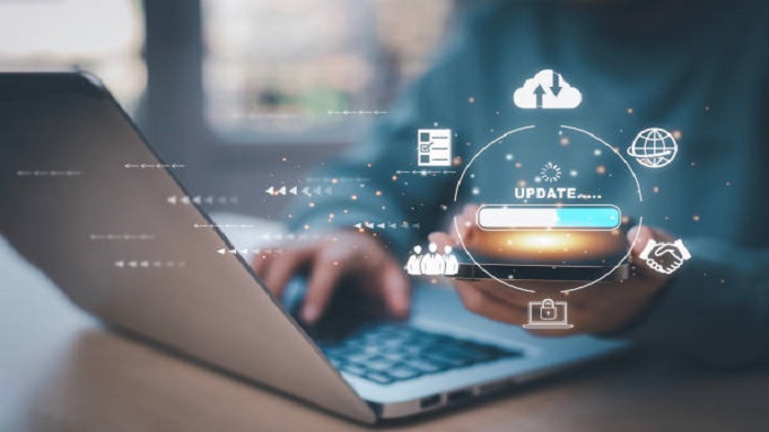 Concept d'Internet et de technologie, barre de chargement avec installation de la mise à jour - métiers du web - Activ Solutions